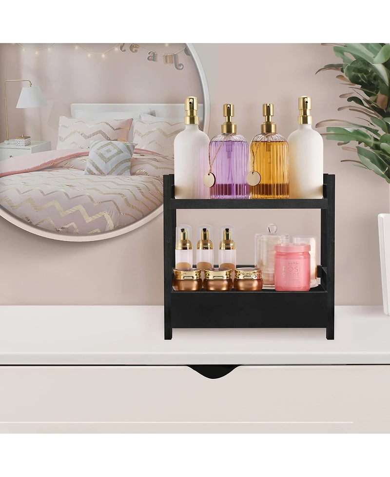 Sorbus 2-Tier Bamboo Counter Organizer with Drawer for Vanity, Matcha Station, Bathroom Sink Countertop