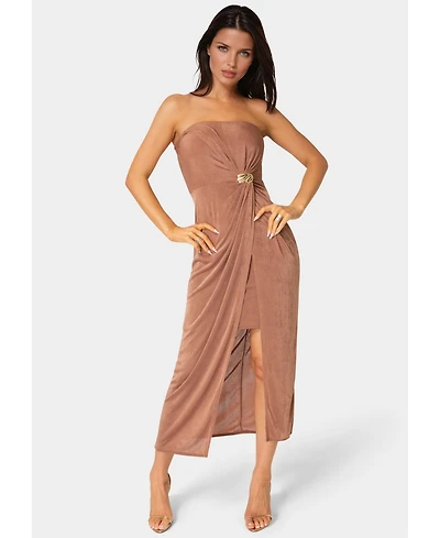 Bebe Women's Strapless Twist Waist Maxi Dress