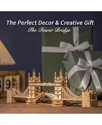 Robotime 3D Puzzle Wooden Craft Kits with Led Diy Tower Bridge Construction Model Kit to Build for Teens Brain Teaser Puzzle Home Decor Birthday Gifts