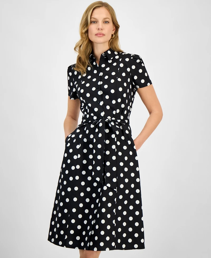 Kasper Women's Dot Print Collared Shirtdress, Regular & Petite