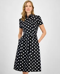 Kasper Women's Dot Print Collared Shirtdress, Regular & Petite