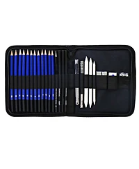 Htutwoo 24PCS Sketching Pencils Set, Portable Zippered Travel Case, Pro Art Drawing Kit for Artists, Adults, Teens, Beginner and Kid