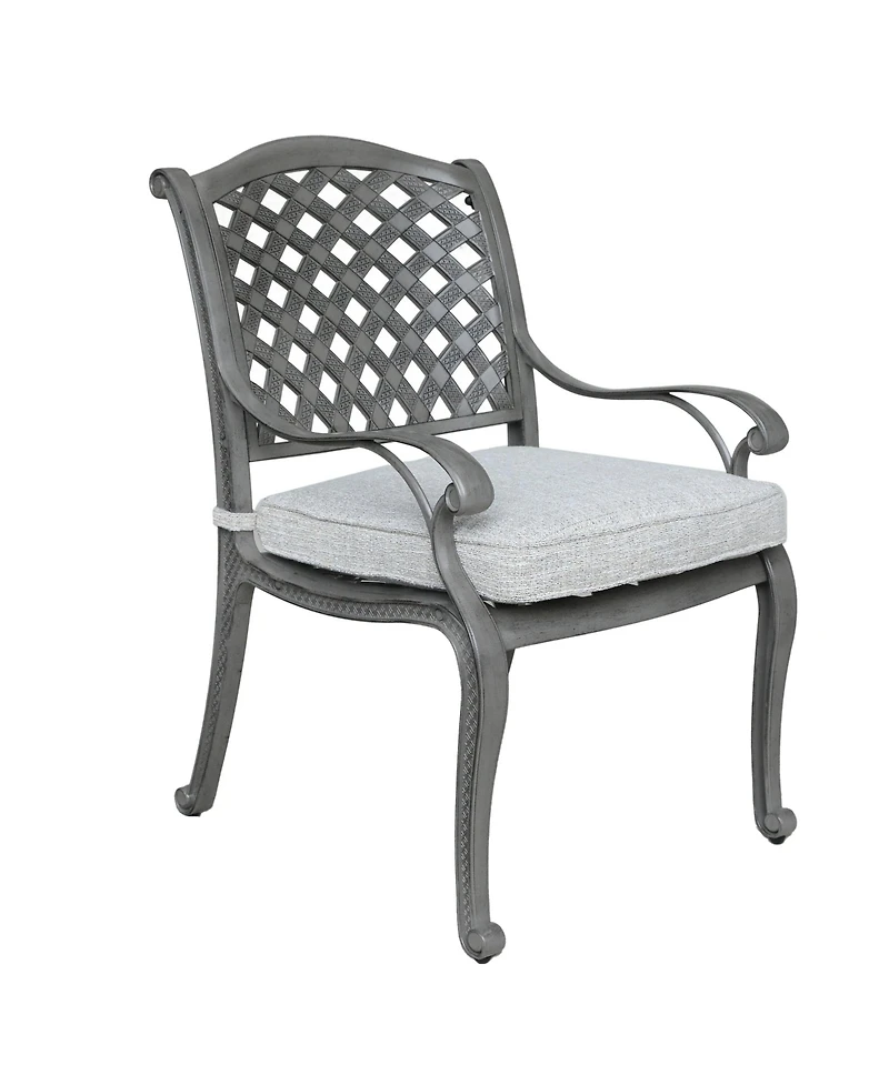 Mondawe 7-Piece Cast Aluminum Arm Chairs & Umbralla Hole Rectangular Table Dining Set