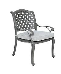 Mondawe 7-Piece Cast Aluminum Arm Chairs & Umbralla Hole Rectangular Table Dining Set