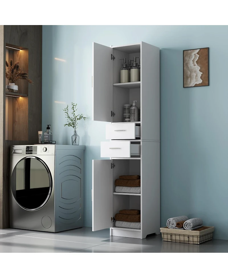 Streamdale Furniture White 70.87" H Tall Bathroom Storage Cabinet with 2 Doors & 2 Drawers