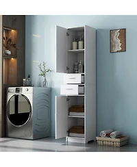 Streamdale Furniture White 70.87" H Tall Bathroom Storage Cabinet with 2 Doors & 2 Drawers