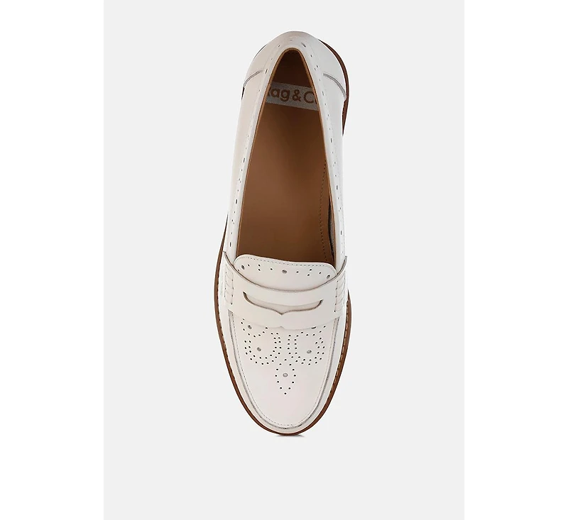 Clotilda Perforated Low Heel Loafers