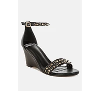 Nidara Studs Embellished Genuine Leather Sandals