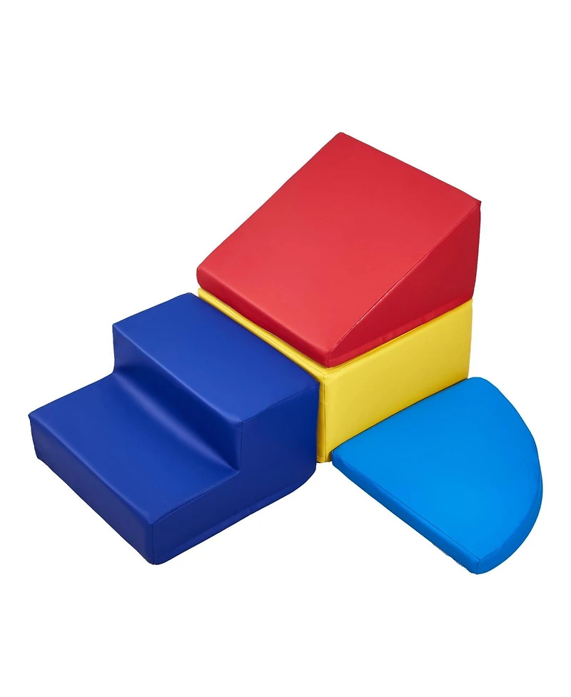 Mecale Foam Climbing Toys, 4-Piece Set, Pu Leather Soft Play Blocks, Indoor Climb & Crawl Set, Easy Clean, 6M-3Y