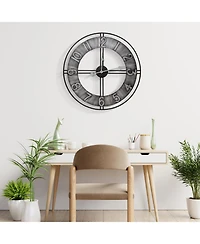 Sorbus Distressed Industrial Gray Oversized Round Metal Wall Clock