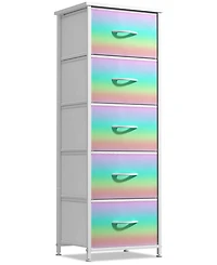 Sorbus Narrow 5 Drawers Nightstand with Steel Frame, Wood Top, Easy Pull Fabric Bins for Home, Bedroom, Office & Dorm