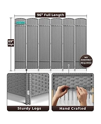 Sorbus 6 Panel Room Divider Panel - Extra Wide Double Hinged Panels - Folding Privacy Screens