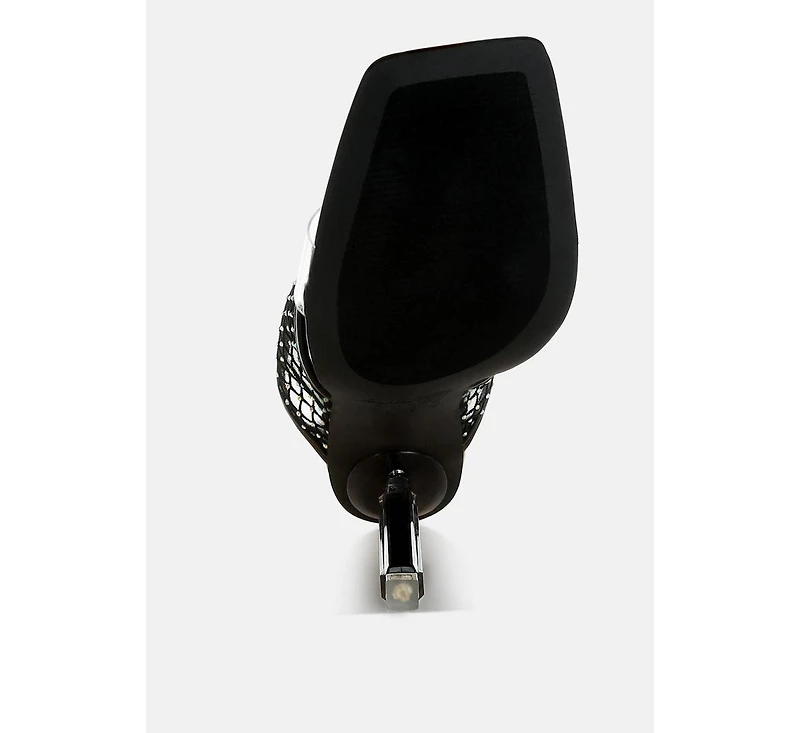 Salween Clear Embellished Square Toe Heels