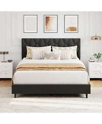 Draft Gaomon Bed Frame With Upholstered Headboard Heavy Duty Platform Bed Frame With Strong Wood Slats No Box Spring Queen