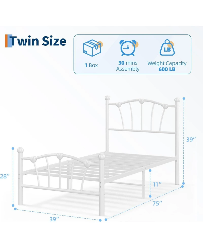 gaomon Twin Metal Bed Frame, Frames for Girls
