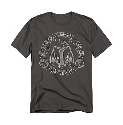 Harry Potter Men's Hufflepuff Line Art Badge T Shirt