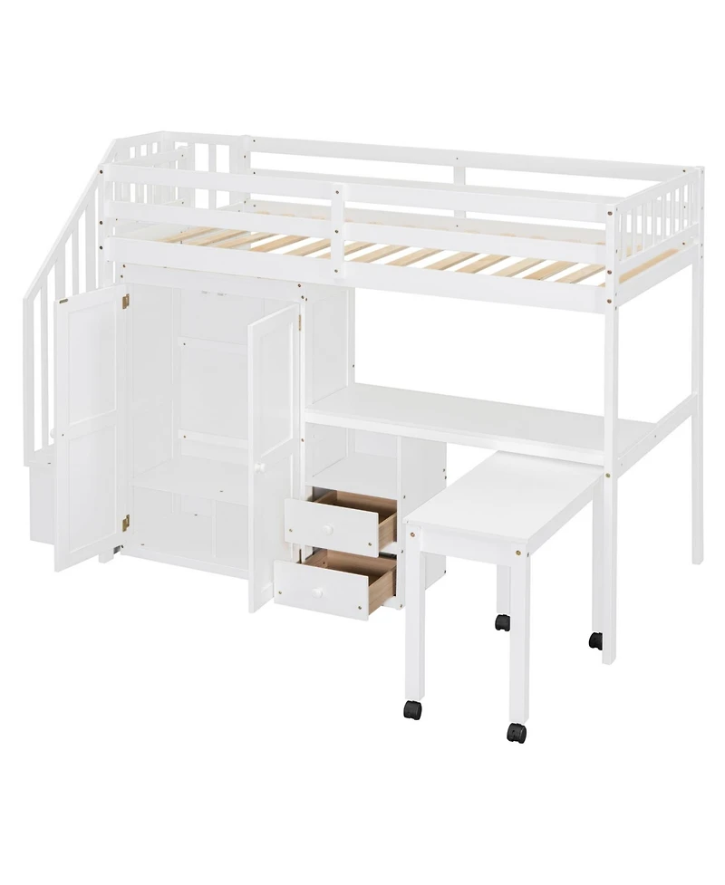 Streamdale Furniture Kids & Teens Loft Bed with Stairs, Storage, and Desk