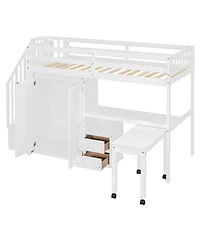 Streamdale Furniture Kids & Teens Loft Bed with Stairs, Storage, and Desk