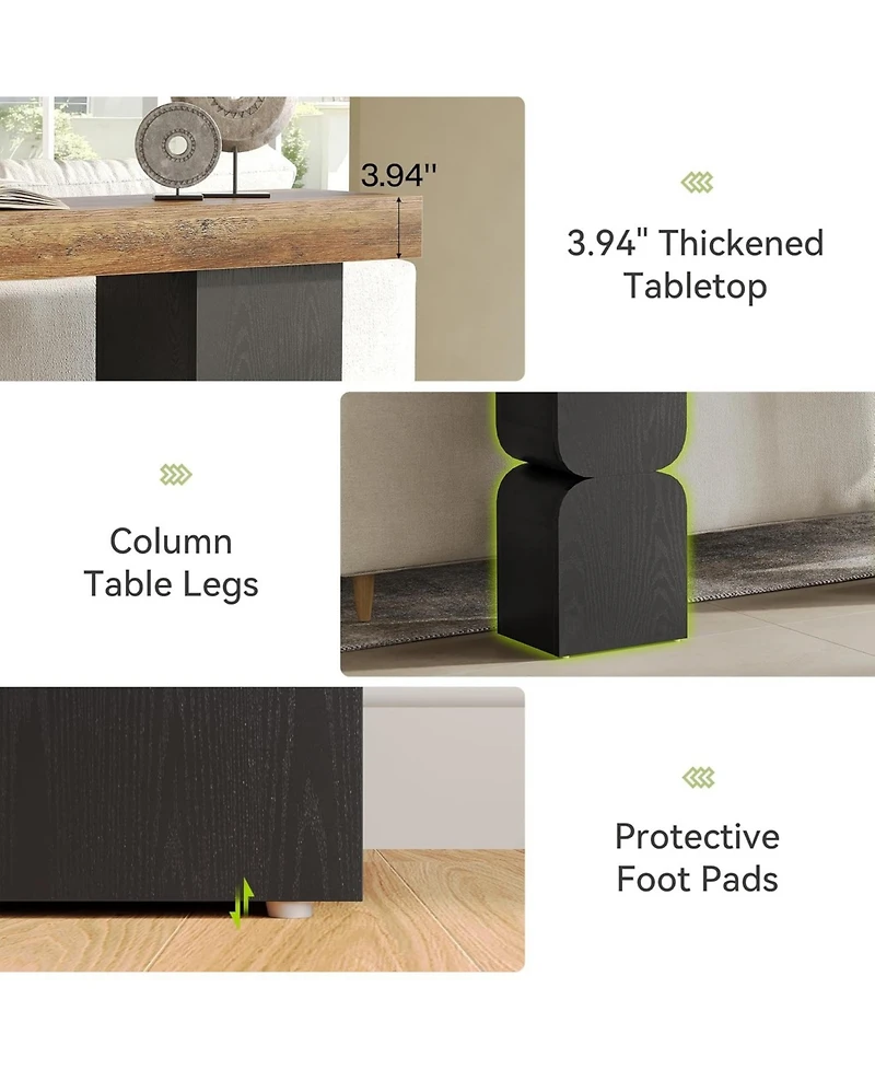 Tribesigns 63-Inch Console Table, Heavy-Duty Look, Behind Couch Sofa Table, Color Blocking Design, Bold Structural Presence, Modern Entryway Furniture