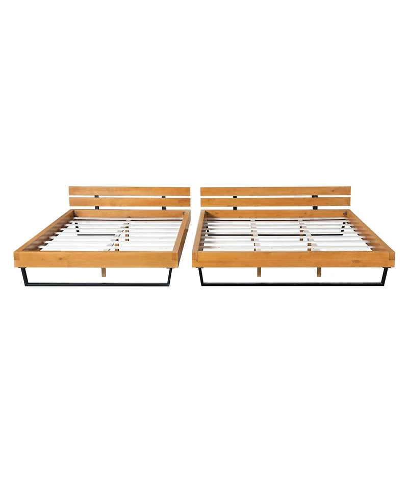 Streamdale Furniture Pine Wood & Iron Bed Frame - Modern Industrial