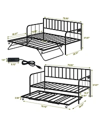 Streamdale Furniture Twin Daybed with Trundle - Metal Frame, Space Saving
