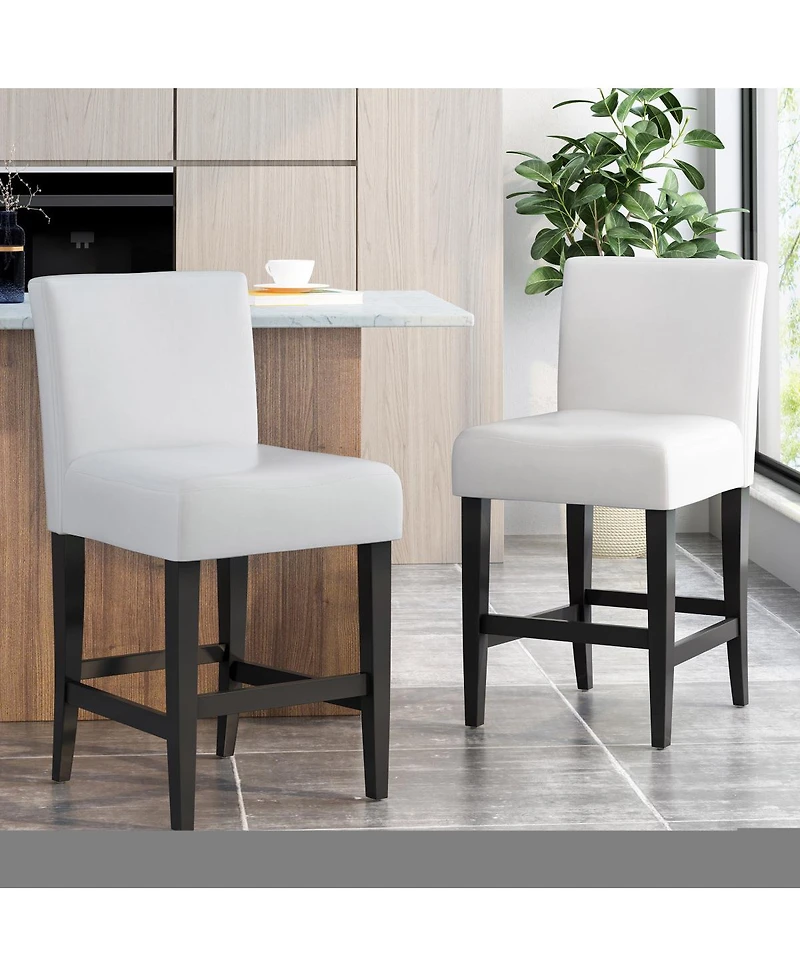 Streamdale Furniture Streamdale Elegant Ivory Bonded Leather Counter Stools (Set of 2)