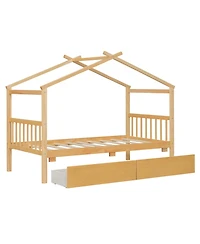Streamdale Furniture Twin Wooden House Bed with Drawers