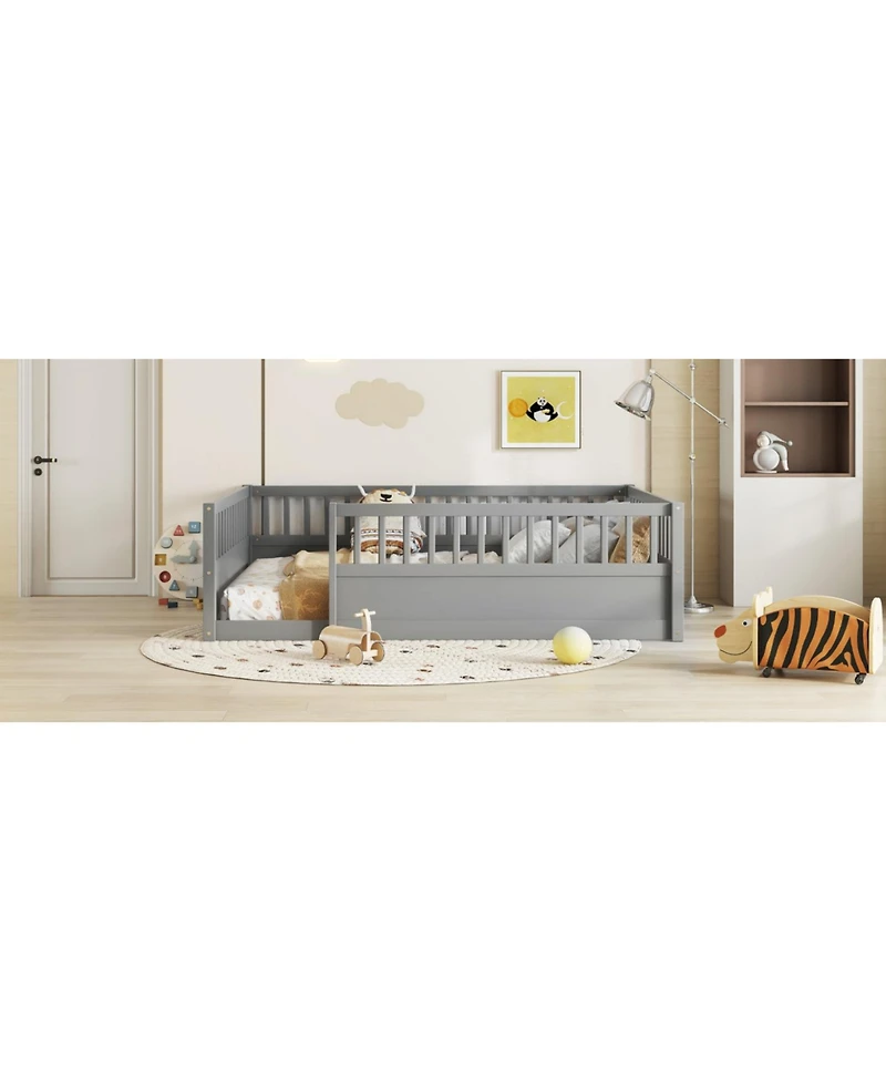 Streamdale Furniture Montessori Floor Bed Frame with Fence