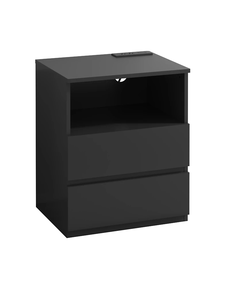 Streamdale Furniture End Table with Usb C Charging, 2 Drawers, Storage Cabinet