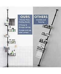 Adjustable Shower Caddy with 6 Baskets, Towel Rack, Toothbrush Case