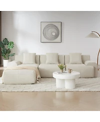 Streamdale Furniture Streamdale Modern L-Shaped Corduroy Sectional Sofa with Movable Ottoman