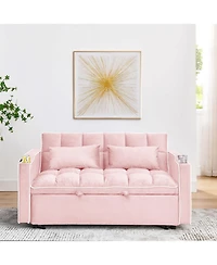 Streamdale Furniture 55" Versatile Foldable Sofa Bed with Usb Port, Ashtray, and Phone Stand