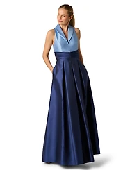Adrianna Papell Women's Colorblock V-Neck Gown