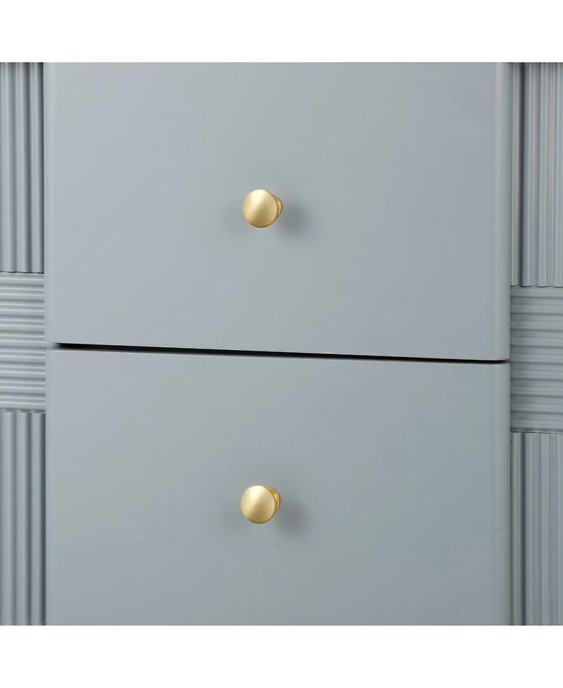 Streamdale Furniture Modern Black Nightstand with Fluted Drawers & Gold Accents