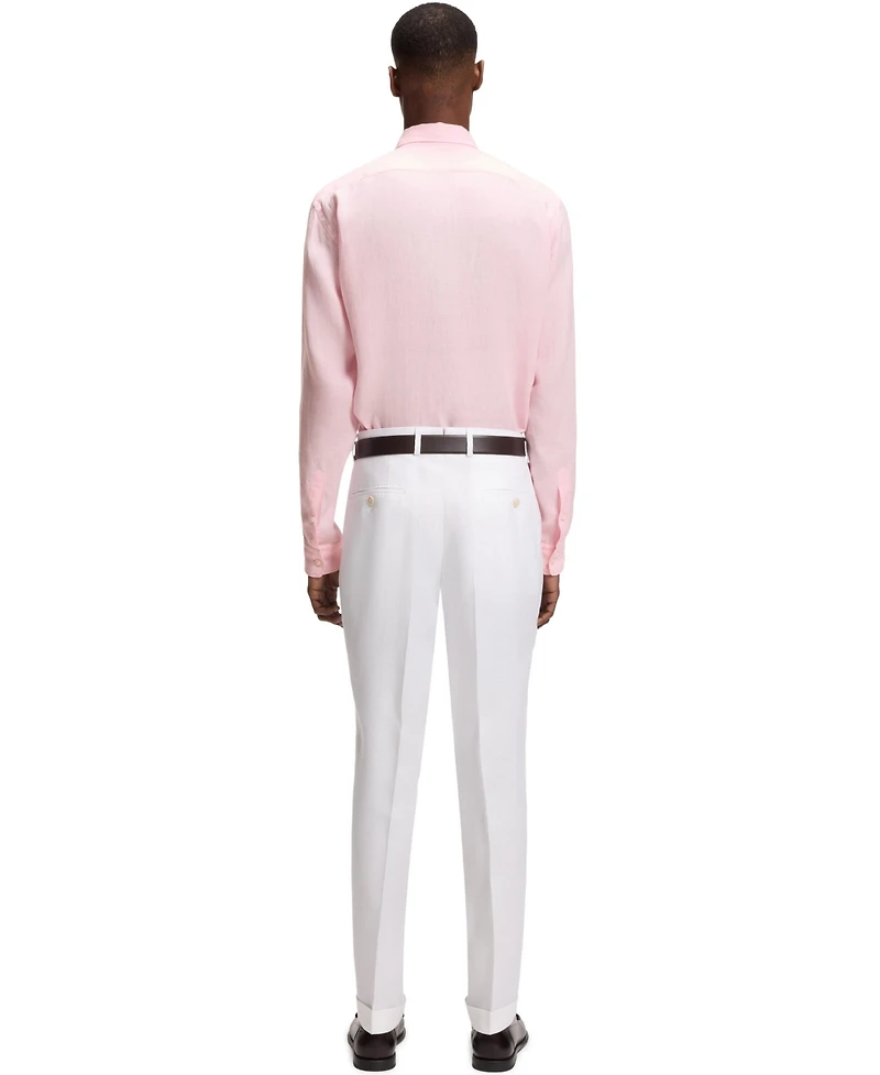 Boss by Hugo Men's Regular-Fit Button-Down Linen Dress Shirt