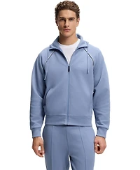 Boss by Hugo Men's Cotton-Blend Zip-Up Piping Detail Hoodie