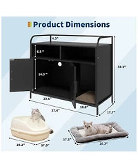 gaomon Cat Litter Box Enclosure Furniture, Hidden Litter Box Cabinet with 2 Open Compartments