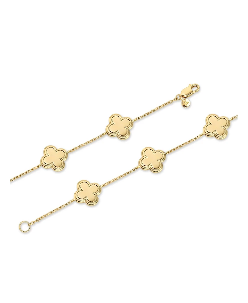 Devata Contour-lined Clover Bracelet Gold Plated Sterling Silver, Medium 7.5