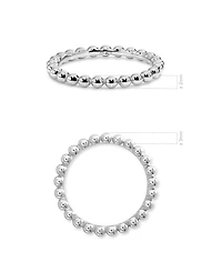 Devata Beaded Ball Ring Rhodium Plated Sterling Silver, 6