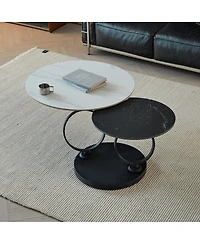 Streamdale Furniture Round Nested Coffee Tables - Faux Marble Top with Metal Frame