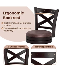 Costway 29" Swivel Bar Stools Footrest & Rubber Wood Frame for Kitchen Island