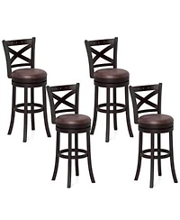 Costway 29 X22 Swivel Bar Stools Footrest Rubber Wood Frame For Kitchen Island