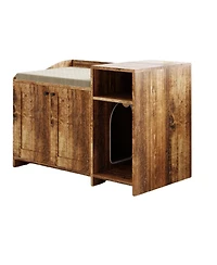 gaomon Modern Cat Litter Box Enclosure Cabinet, Wooden Hidden Litter Box Furniture with Vent Door, Brown