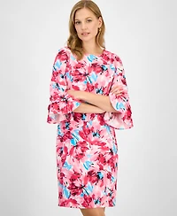 Kasper Women's Printed Ruffle-Sleeve Sheath Dress