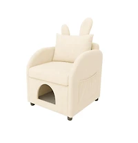 Cesicia Bunny-Ear Pet-Friendly Armchair Sofa Chair with Side Pocket, Scratch-Resistant Fabric