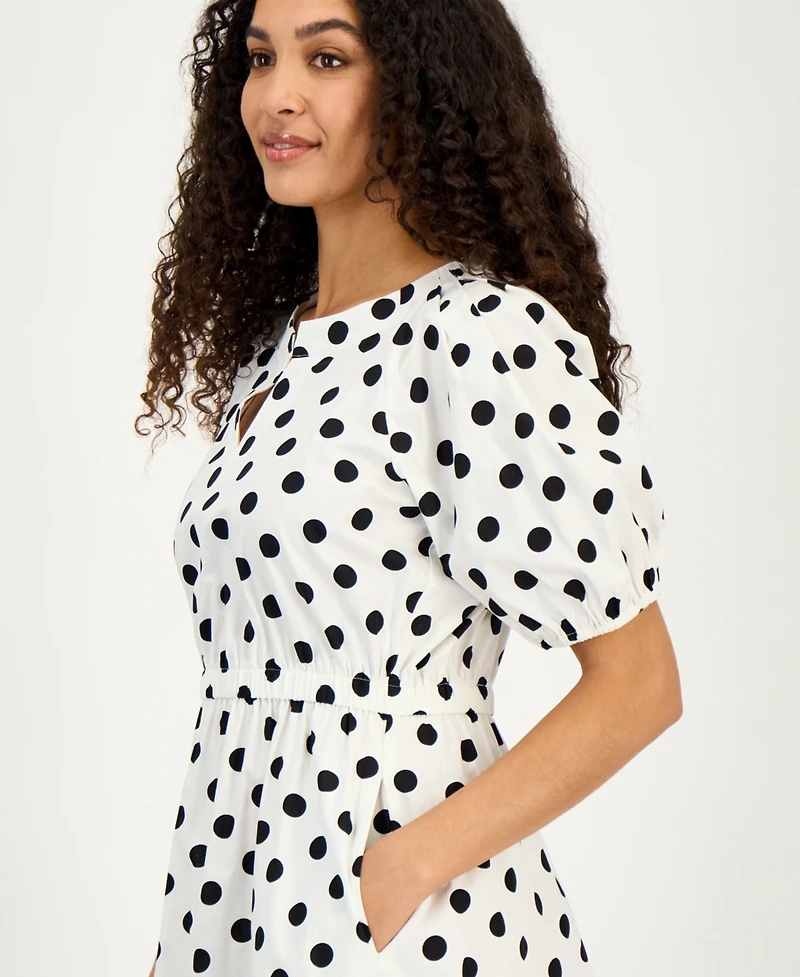 Kasper Women's Polka Dot Puff-Sleeve Midi Dress, Regular & Petite