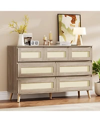 gaomon 7-Drawer Wooden Dresser for Bedroom, Wide Chest of Drawers for Living Room Storage