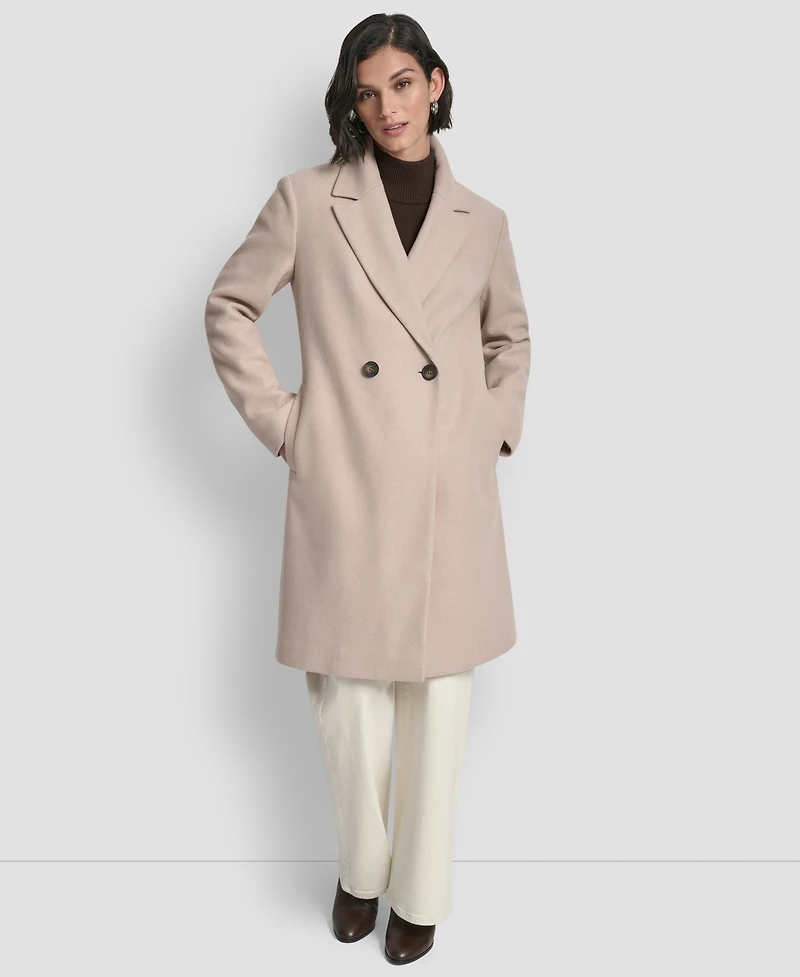 Dkny Women's Sams Double-Breasted Notch Collar Coat