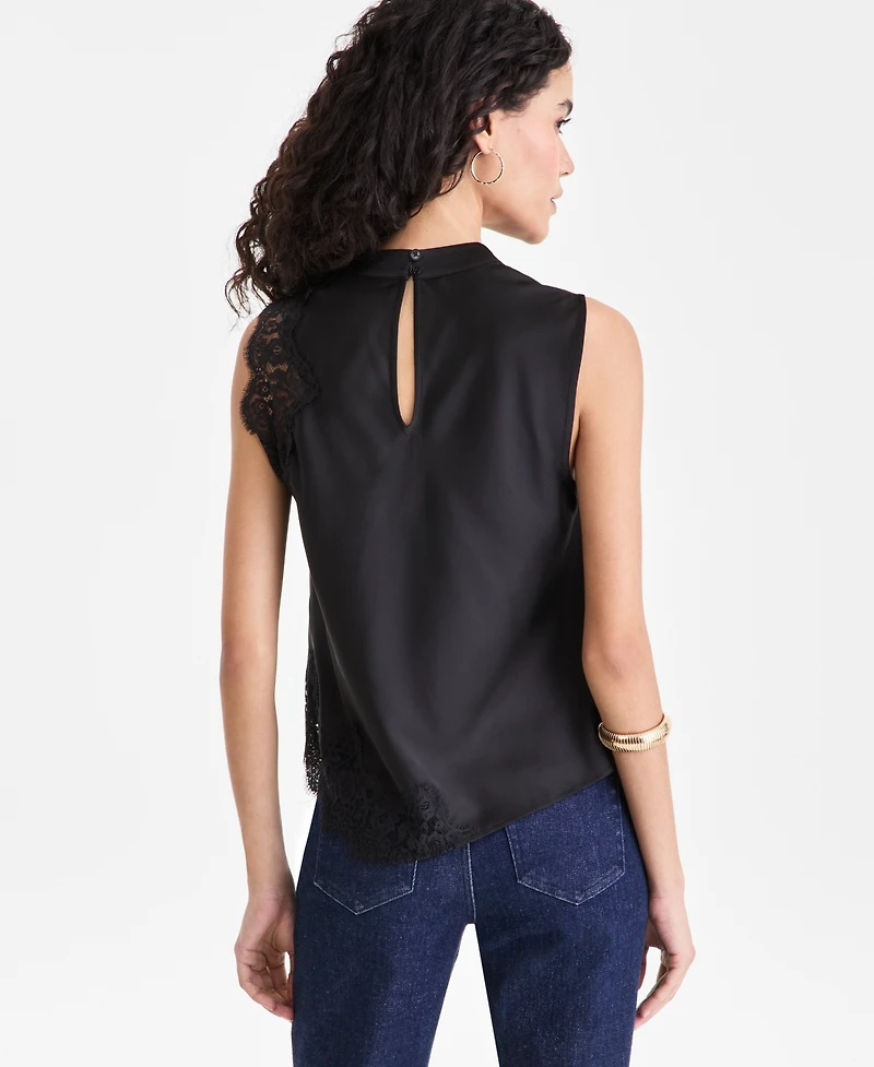 I.n.c. International Concepts Women's Lace-Trim Cowl-Neck Sleeveless Top, Macy's Exclusive