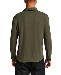 Vintage & Black Men's Long-Sleeve Soft Mini Waffle Polo Shirt